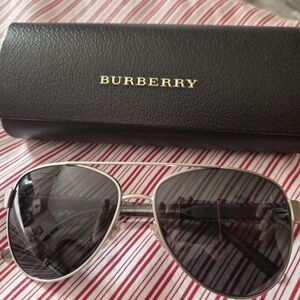Burberry Silver Frame Black Lens Sunglasses